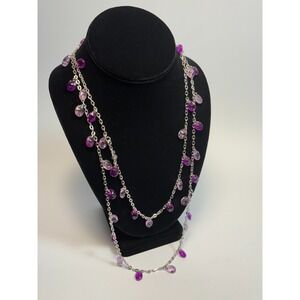 Vintage Necklace Silver Tone Metal Acrylic Bead Sarah Coventry Lilac Time